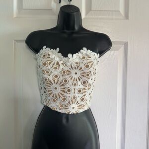 3 for $15 SHEIN White Floral Lace Crop Top - size M